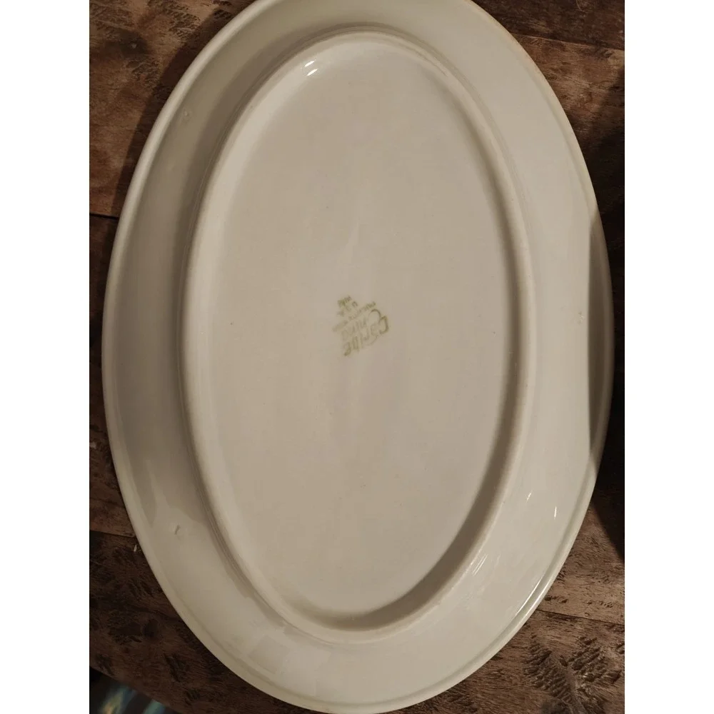 Set‎ Of 3 Vintage Caribe China USA Pink Sunset Airbrush Oval Platter Plates